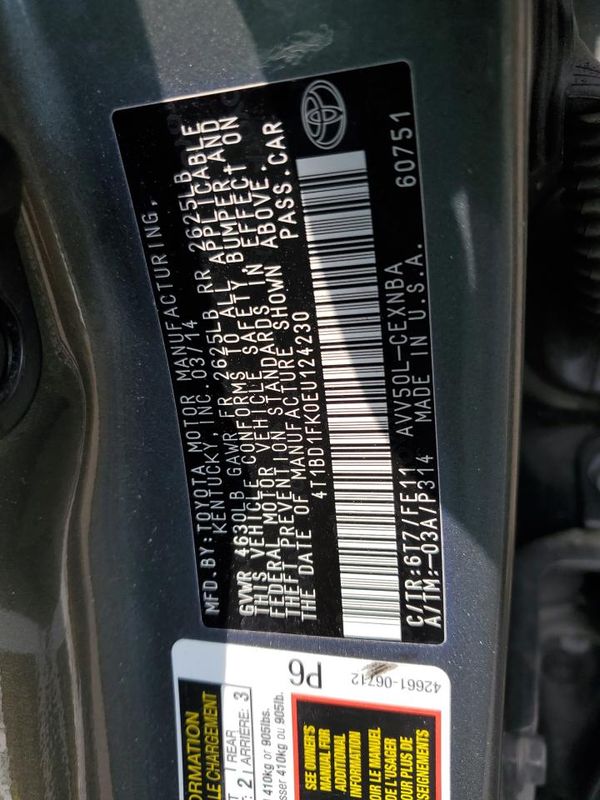 2014 TOYOTA CAMRY