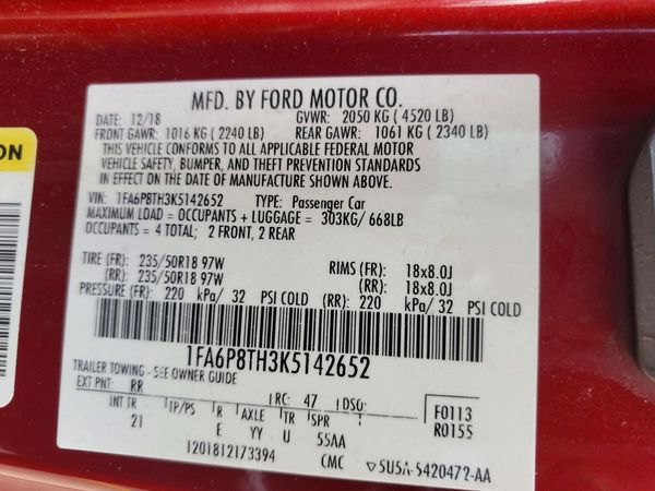 2019 FORD MUSTANG I4 Coupe
