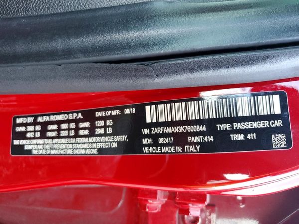 2019 ALFA ROMEO GIULIA RWD