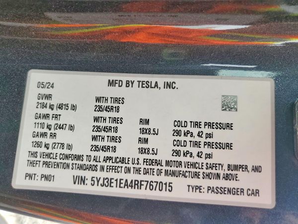 2024 TESLA MODEL 3