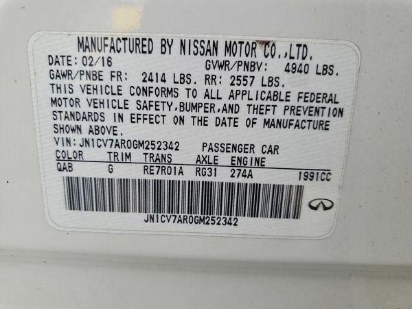 2016 INFINITI Q50