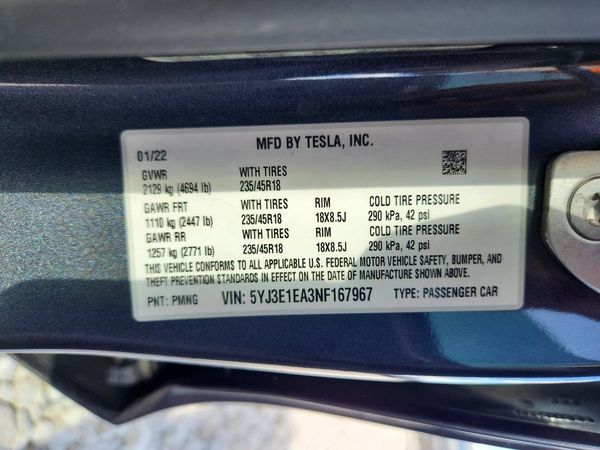 2022 TESLA MODEL 3