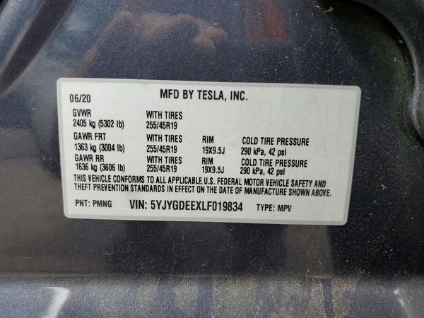 2020 TESLA MODEL Y