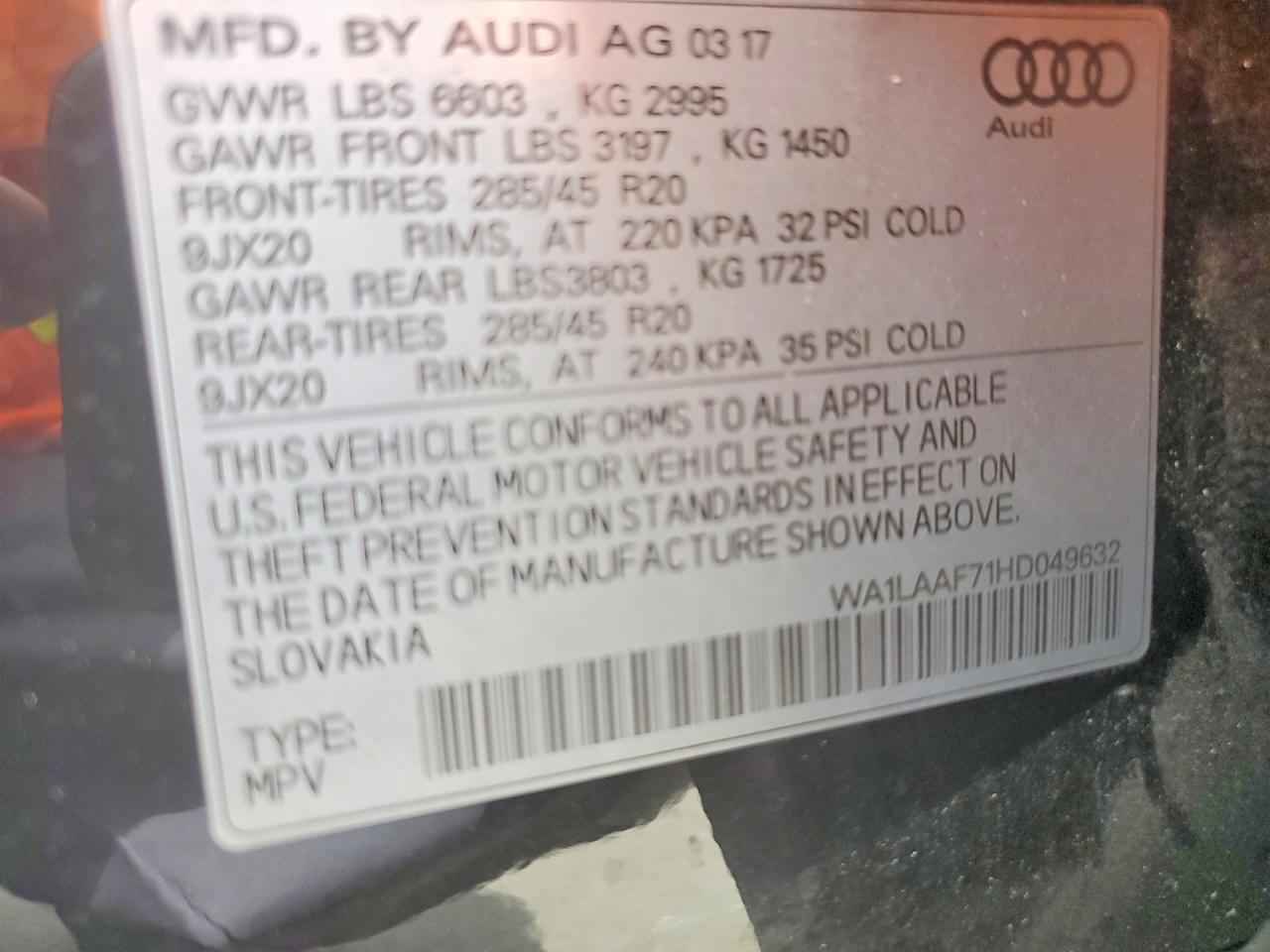 2017 AUDI Q7 quattro Premium Plus