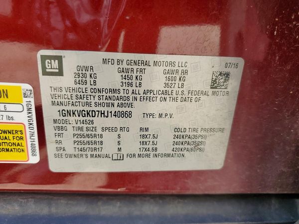 2017 CHEVROLET TRAVERSE 1LT
