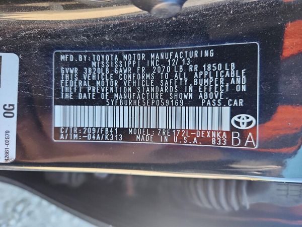 2014 TOYOTA COROLLA L/LE