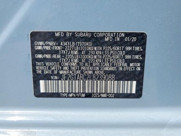 2020 SUBARU CROSSTREK Base+ES