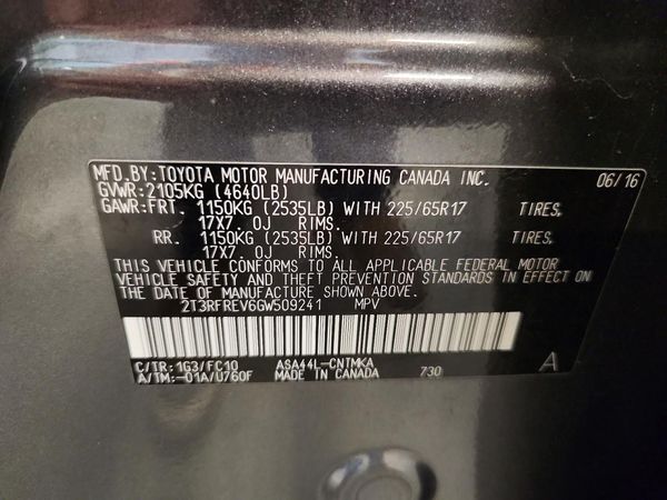 2016 TOYOTA RAV4 XLE (M Grade)