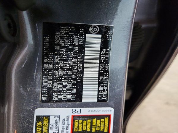 2016 TOYOTA CAMRY — VINS