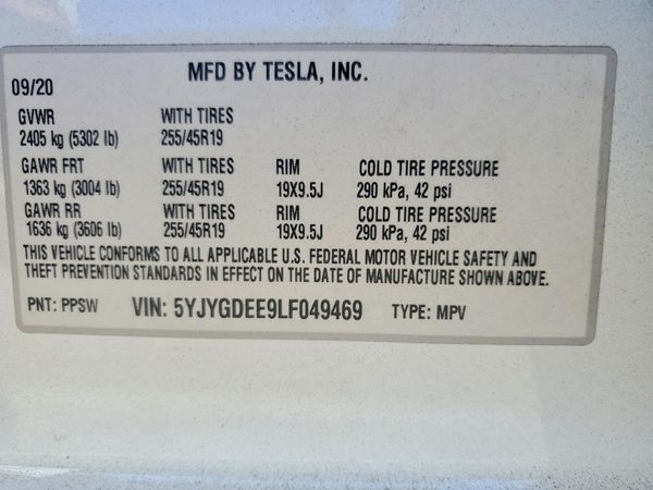 2020 TESLA MODEL Y