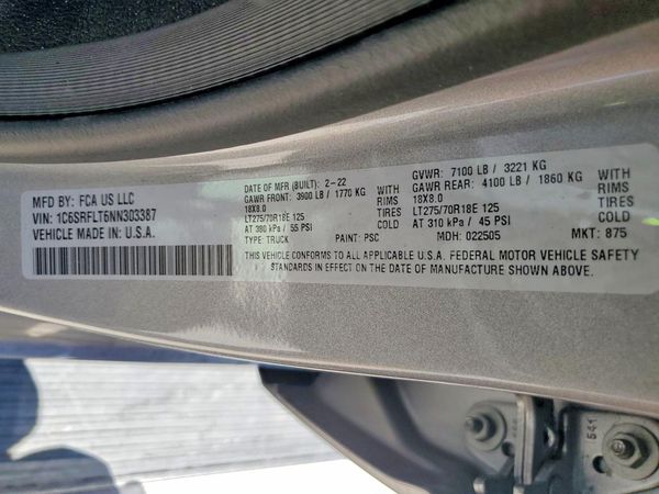 2022 RAM 1500 REBEL CREW CAB 4X4
