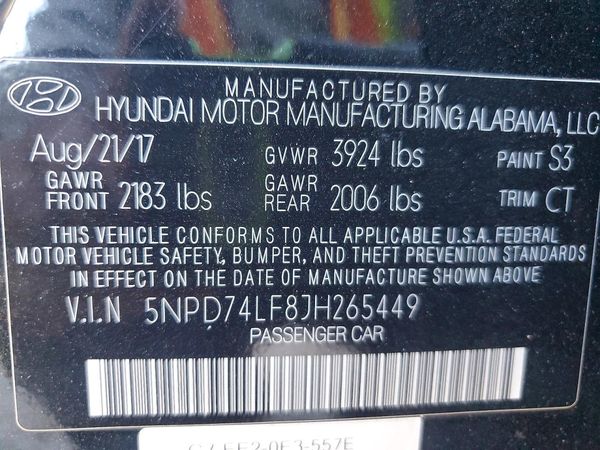 2018 HYUNDAI ELANTRA SE