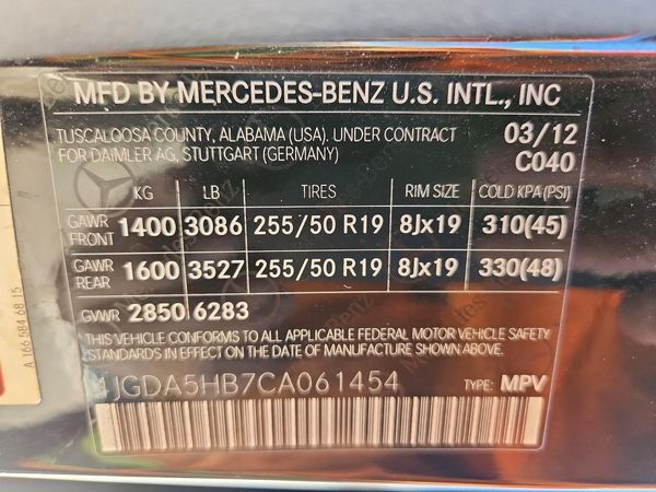 2012 MERCEDES-BENZ ML ML350 4-MATIC