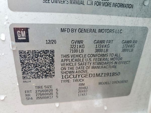 2021 CHEVROLET SILVERADO LTZ — VINS