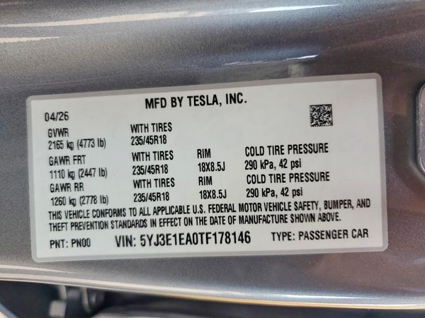 2026 TESLA MODEL 3