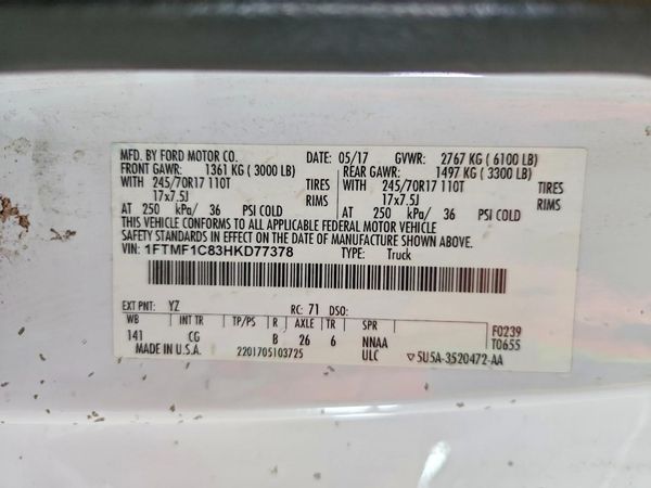 2017 FORD F150 Regular Cab