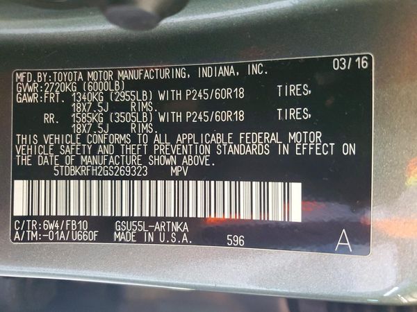 2016 TOYOTA HIGHLANDER Base/Hybrid