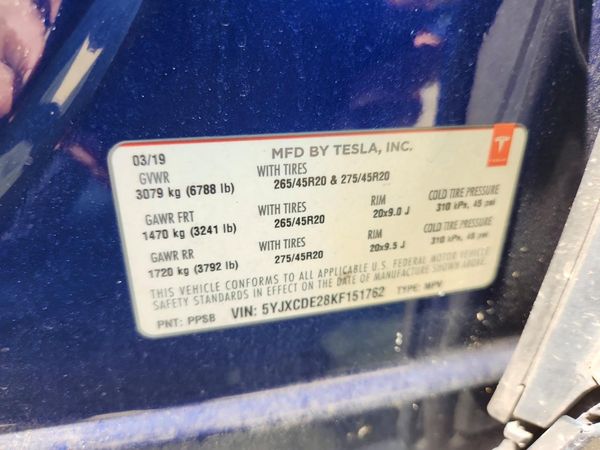 2019 TESLA MODEL X