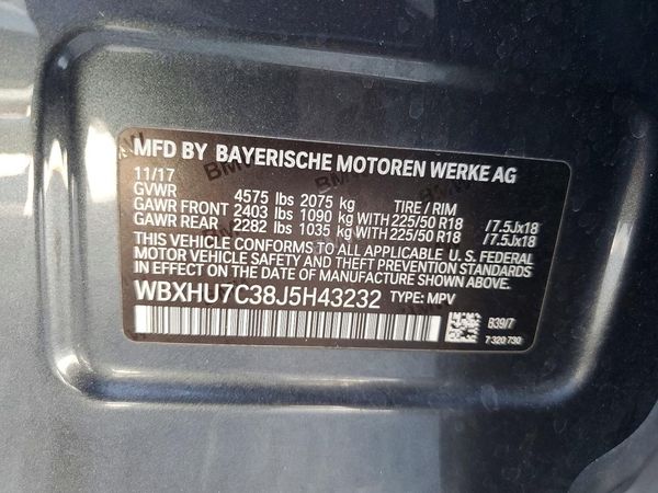 2018 BMW X1 sDrive28i — VINS