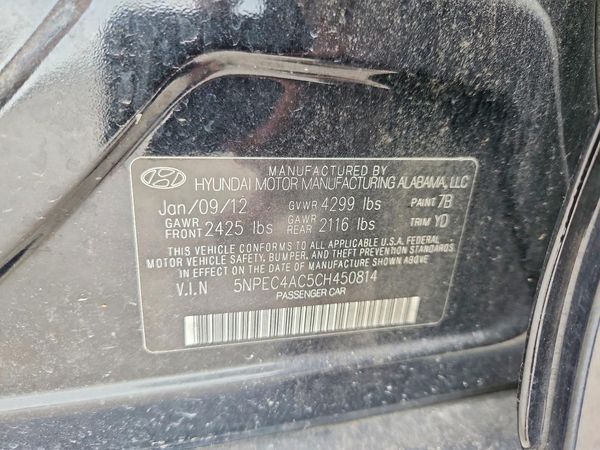 2012 HYUNDAI SONATA