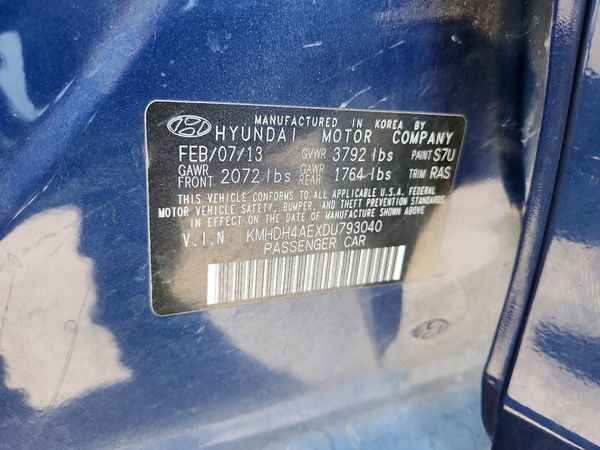 2013 HYUNDAI ELANTRA — VINS
