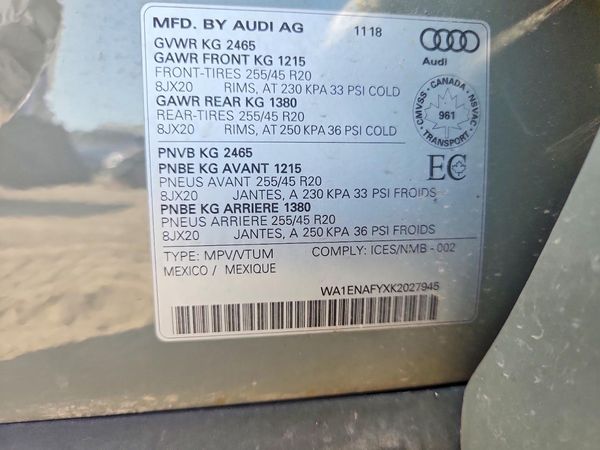 2019 AUDI Q5 — VINS