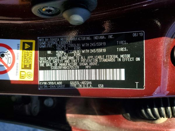 2019 TOYOTA HIGHLANDER Ltd/Ltd Platinum
