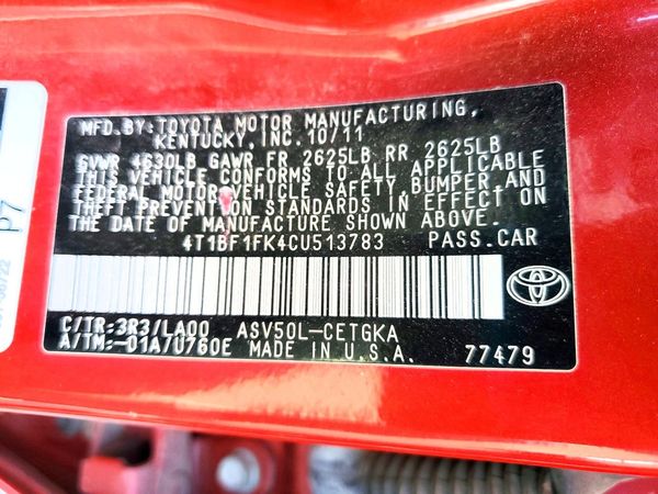 2012 TOYOTA CAMRY