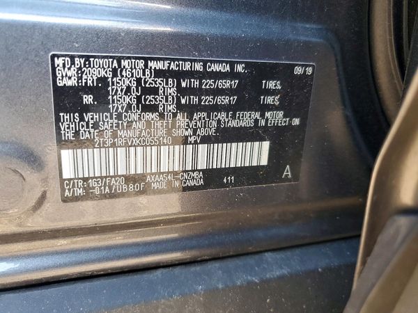 2019 TOYOTA RAV4 XLE / XLE Premium 4WD