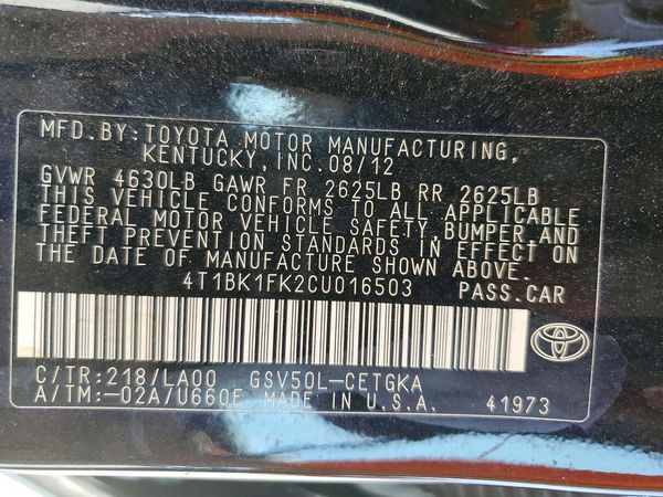2012 TOYOTA CAMRY