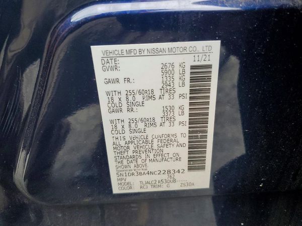 2022 NISSAN PATHFINDER SV