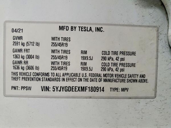 2021 TESLA MODEL Y