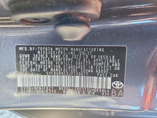 2018 TOYOTA COROLLA L/LE/SE/XLE/XSE — VINS