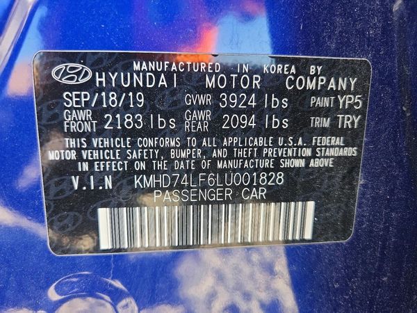2020 HYUNDAI ELANTRA SE — VINS