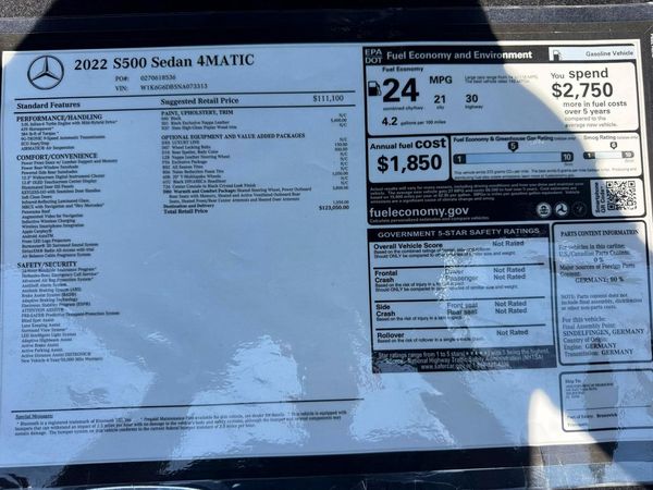 2022 MERCEDES-BENZ S S500 4MATIC