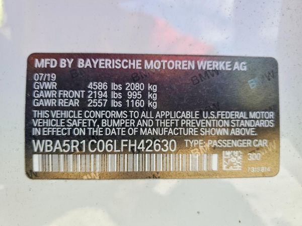 2020 BMW 3 SERIES — VINS