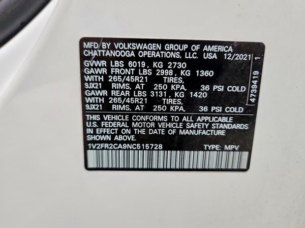 2022 VOLKSWAGEN ATLAS