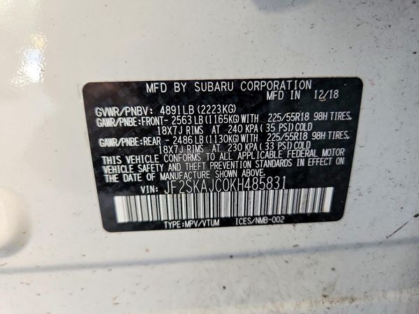 2019 SUBARU FORESTER