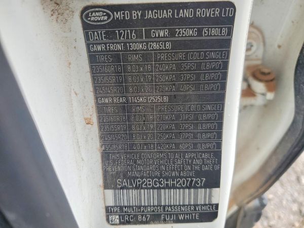 2017 LAND ROVER RANGE ROVER EVOQUE SE