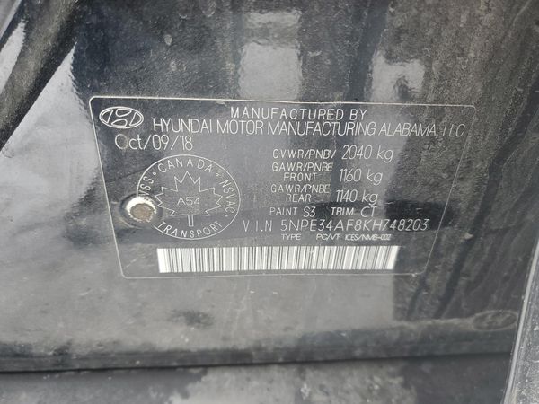 2019 HYUNDAI SONATA