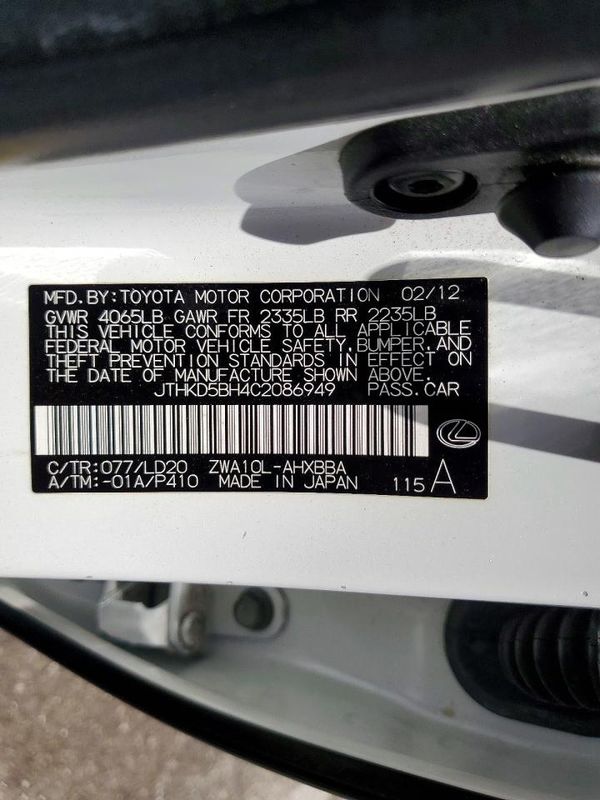 2012 LEXUS CT 200h