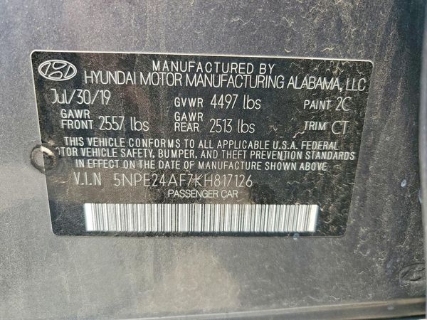 2019 HYUNDAI SONATA