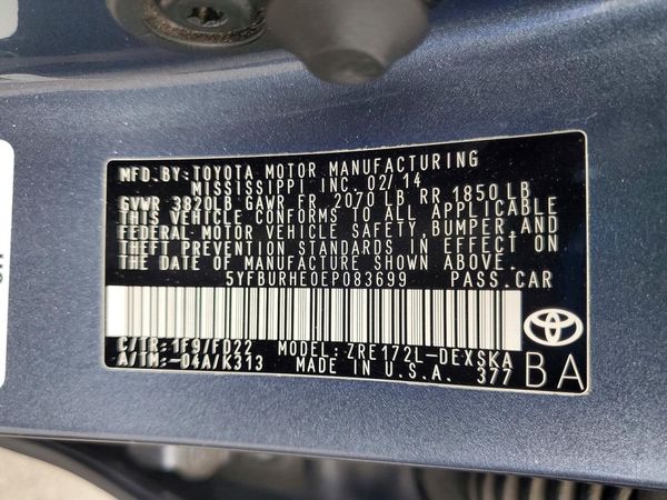 2014 TOYOTA COROLLA L/LE
