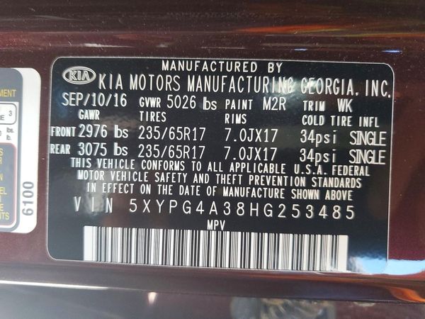 2017 KIA SORENTO L, LX