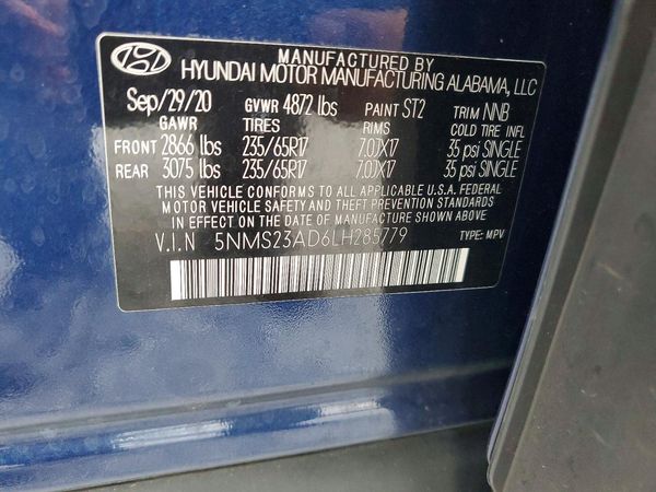 2020 HYUNDAI SANTA FE SE