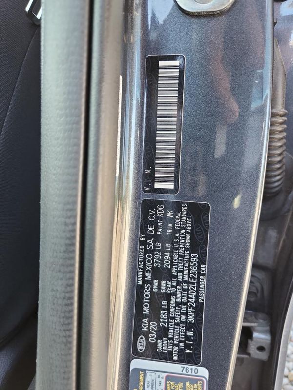 2020 KIA FORTE FE, LXS