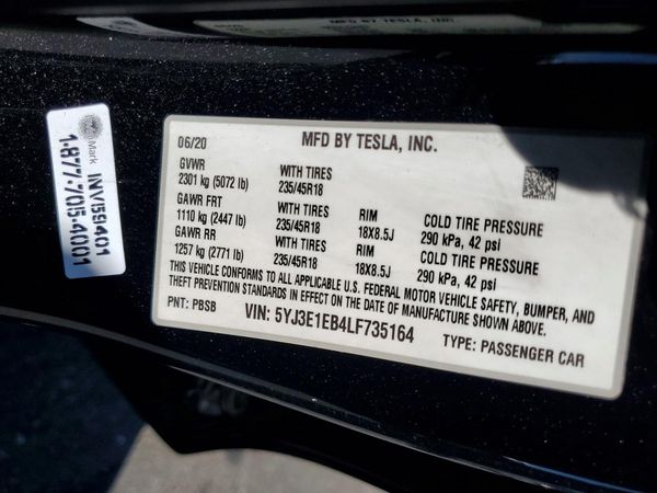 2020 TESLA MODEL 3