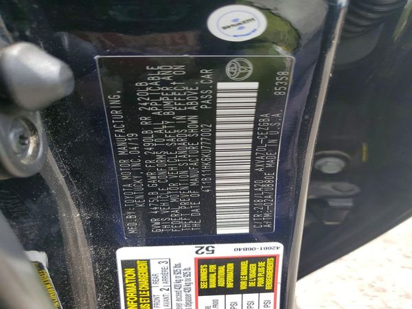 2019 TOYOTA CAMRY L/LE/SE/XLE