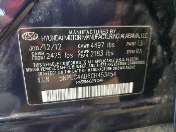 2012 HYUNDAI SONATA Middle level