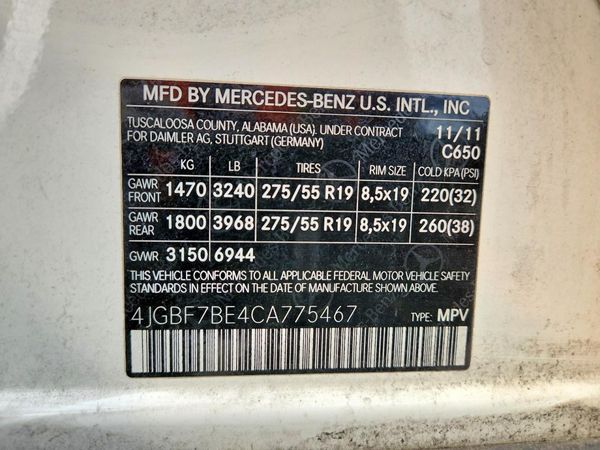 2012 MERCEDES-BENZ GL GL450 4-MATIC